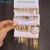 24 paia/set Set di orecchini a goccia a forma di cuore con farfalla per le donne Accessori per gioielli con orecchini a cerchio in oro e cristallo