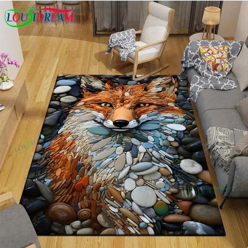 3D Lustige Kieselstein Dekor Teppich für Außenbalkon Garten Couchtisch Schlafzimmer Bereichsteppiche Küche Rutschfeste Fußmatte Teppich Geschenk