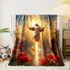 Jesus Roses Halo Blanket  Printed Blanket for Living Room Bed Couch lunch break Soft Cozy Blanket for Friend's festival Gift