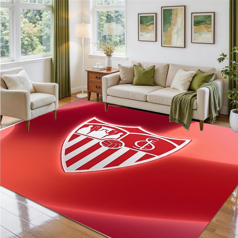 Sevilla FC Design Crystal Velvet Rug Soft Decorative Mat for Bedroom Entrance
