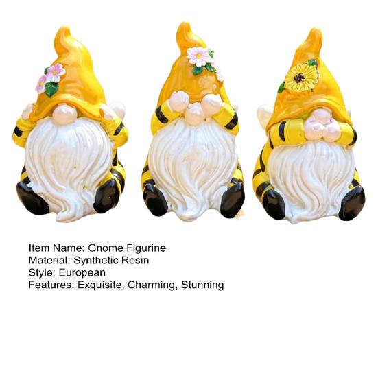 3 Pcs Spring Garden Gnome Figurines Hear See Speak No Evil Flower Gnome Statue Small Resin Dwarf Table Ornament for Porch Garden Yard Home Desk Decor