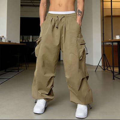 Herren Baggy Cargo-Hosen Unifarben Fallschirmhosen Lockerer Schnitt Jogginghosen mit Seitentaschen für Streetwear Outdoor-Sport