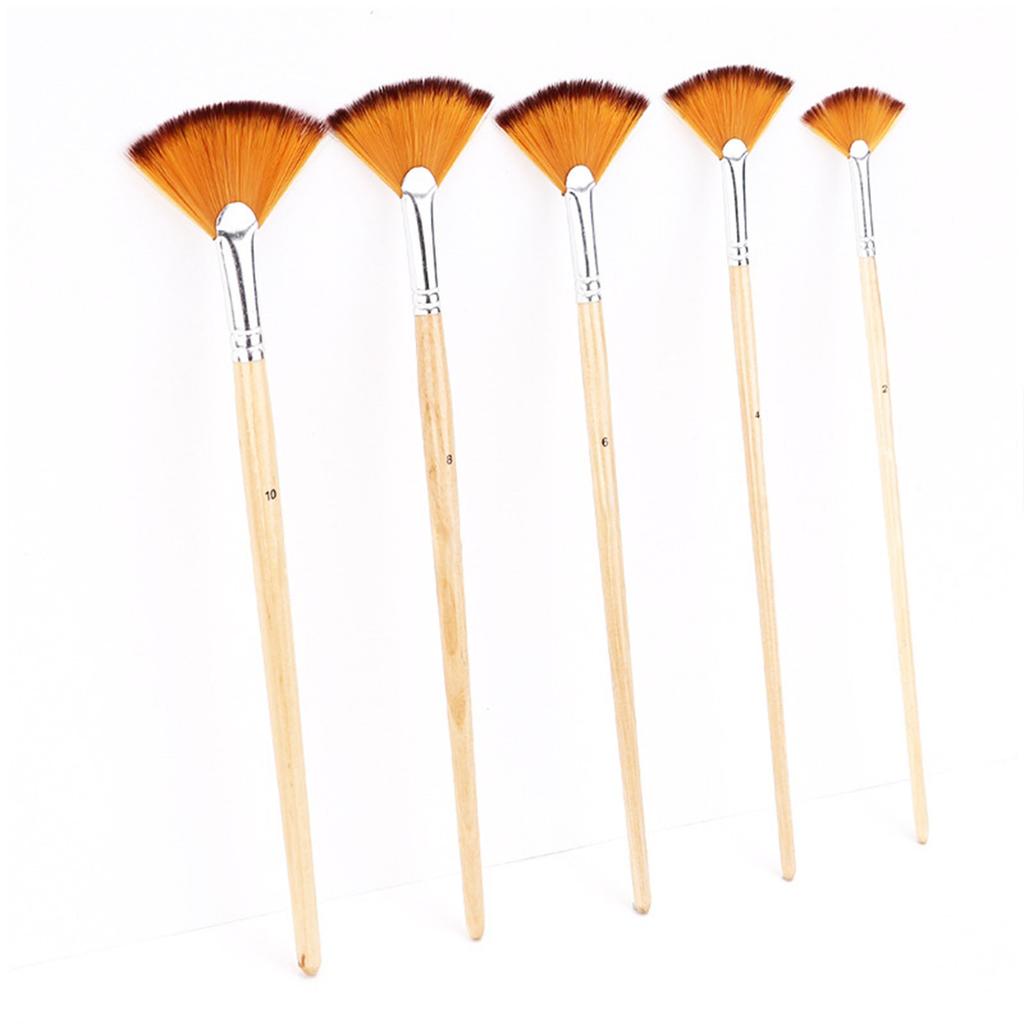 5 Pcs Artists Fan Brushes Set Paint Brushes Watercolor Brushes Multifunctional Nylon Hair Painting Brushes for Drawing
