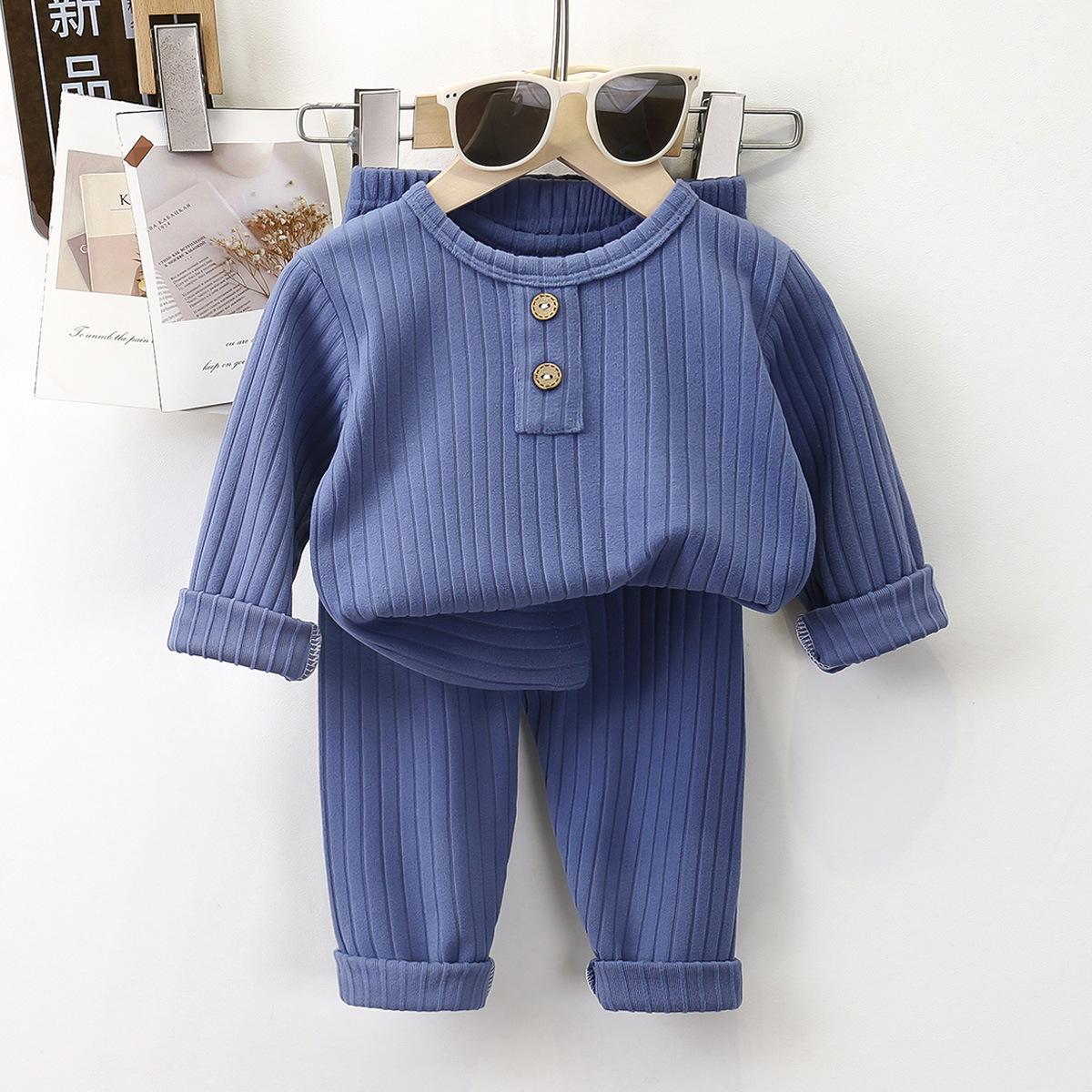 

Детский комплект нижнего белья Осень Новинка Детская Де Ронг Мальчиковая пижама Корейская версия Девочковая теплая домашняя одежда Детская одежда 110cm