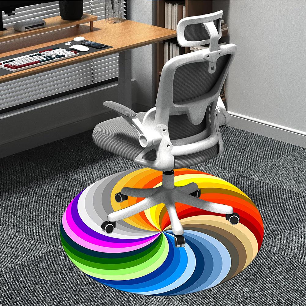 

1pc Rainbow Swirl Chair Carpet for Office Non-Slip, Machine Washable Rug for Office, Room - Holiday Decor, Machine Made yy251016050 80cm by 80cm