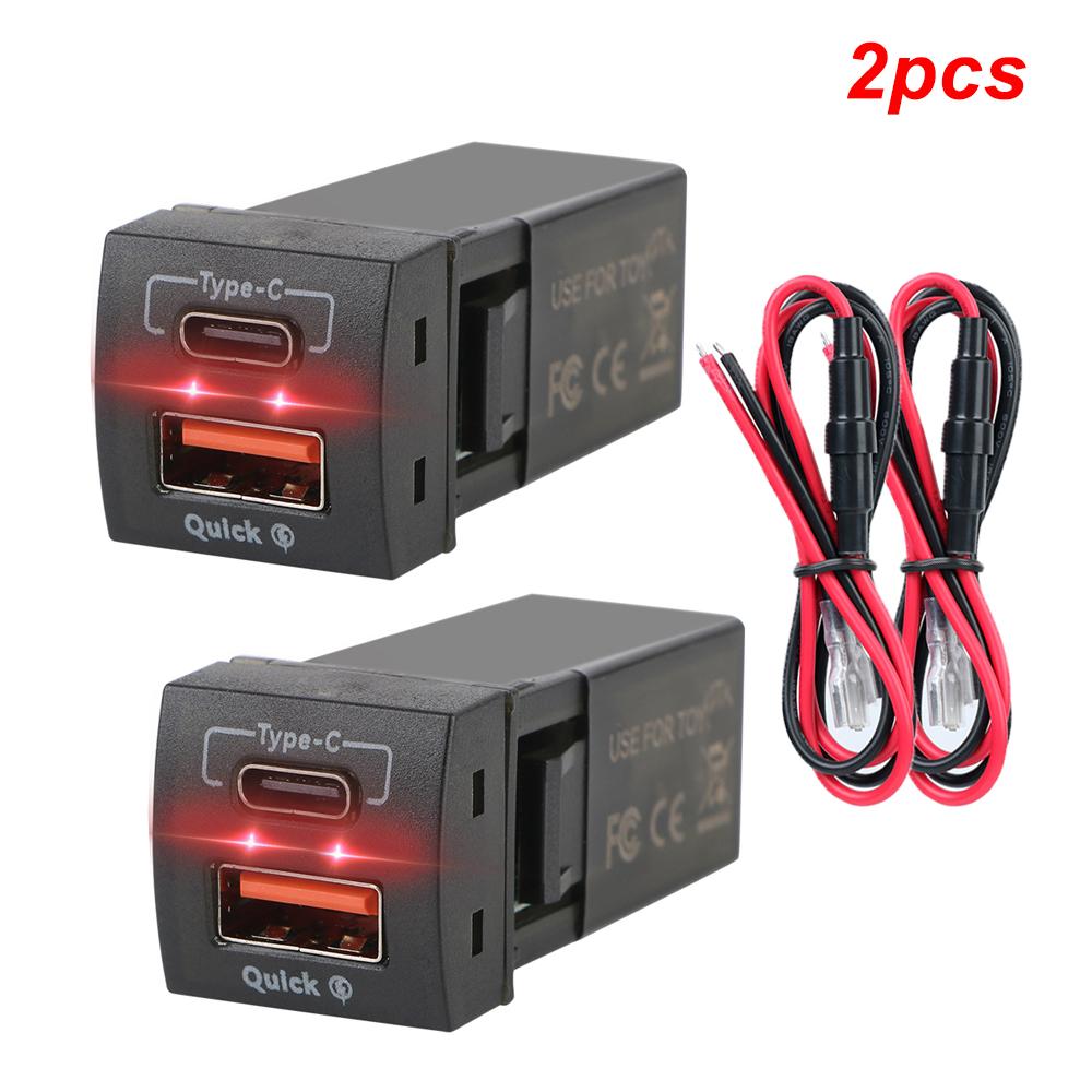 For Toyota 24V 12V Car Power Socket 2 Ports Type-C USB Chargers QC 3.0 Interior Adapter Automobile Truck Accessories Auto Socket