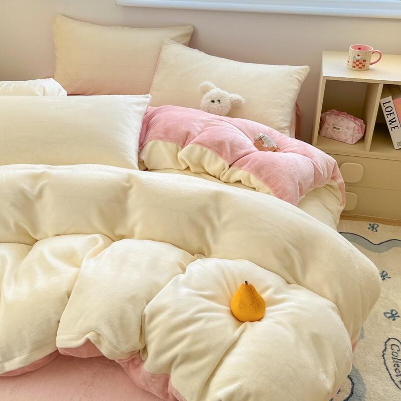 OLOEY Winter Thickened Lyocell Milk Velvet 4-Piece Quilt Set