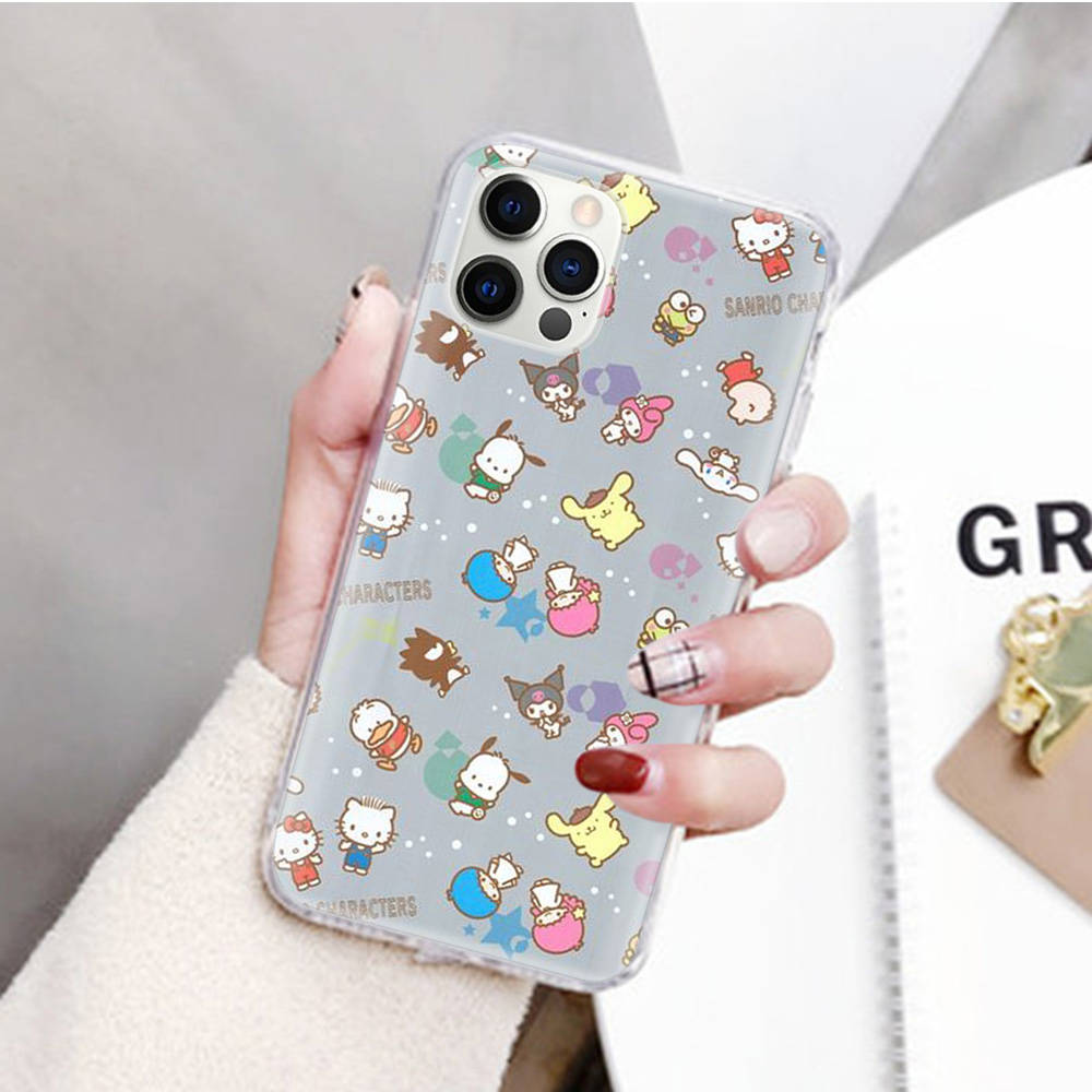 JZ6 Sanrio Cartoon Transparent Case for Samsung A04 A14 A23 M33 M53 Realme 10 9 C35 C55 VIVO Y02 X80 Infinix Hot 30 Note 11 Tecno Spark 8P Pro