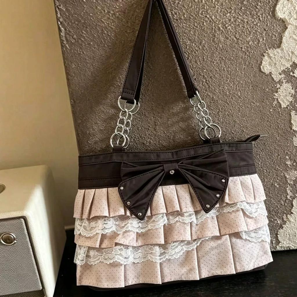 Borsa Tote da Viaggio Patchwork di Pizzo, Borsa Tote Lolita, Borsa Tote a Spalla Singola