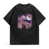 Capybara T Shirt Three Capybaras Moon Rodent Lovers Vintage Washed Homme Unisex Fashion Slightly Top For Everyday Wear