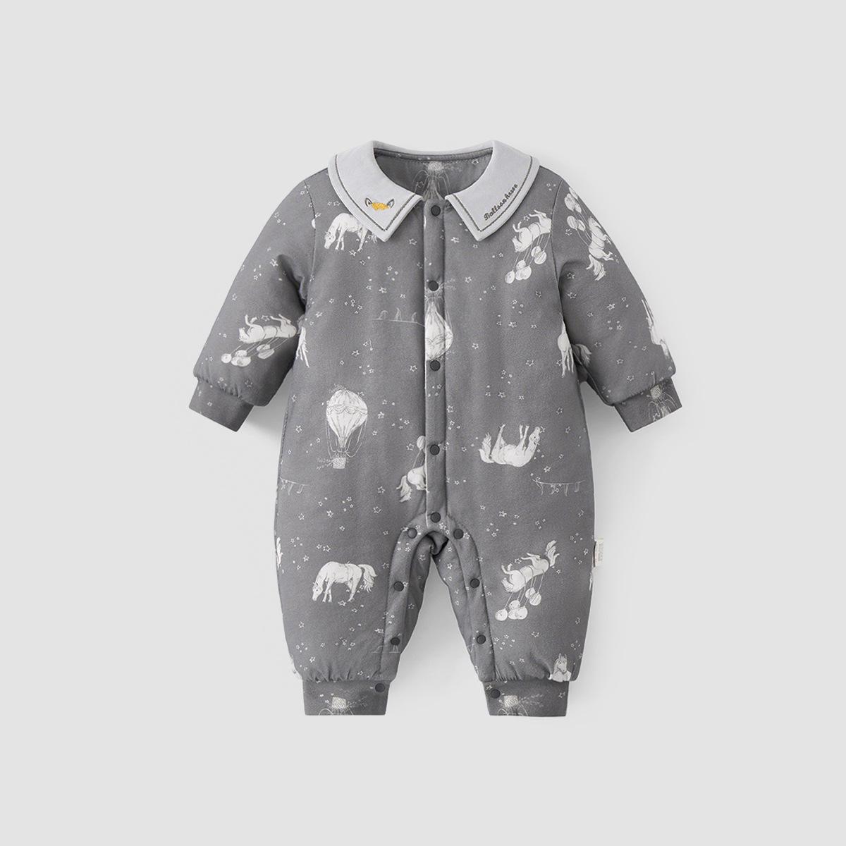 

Quilted Baby Romper: Thickened 120g Bodysuit for Newborn Crawling, No-Bones Design, Autumn/Winter Collection 80 (9-15 months, 18-20 lbs)