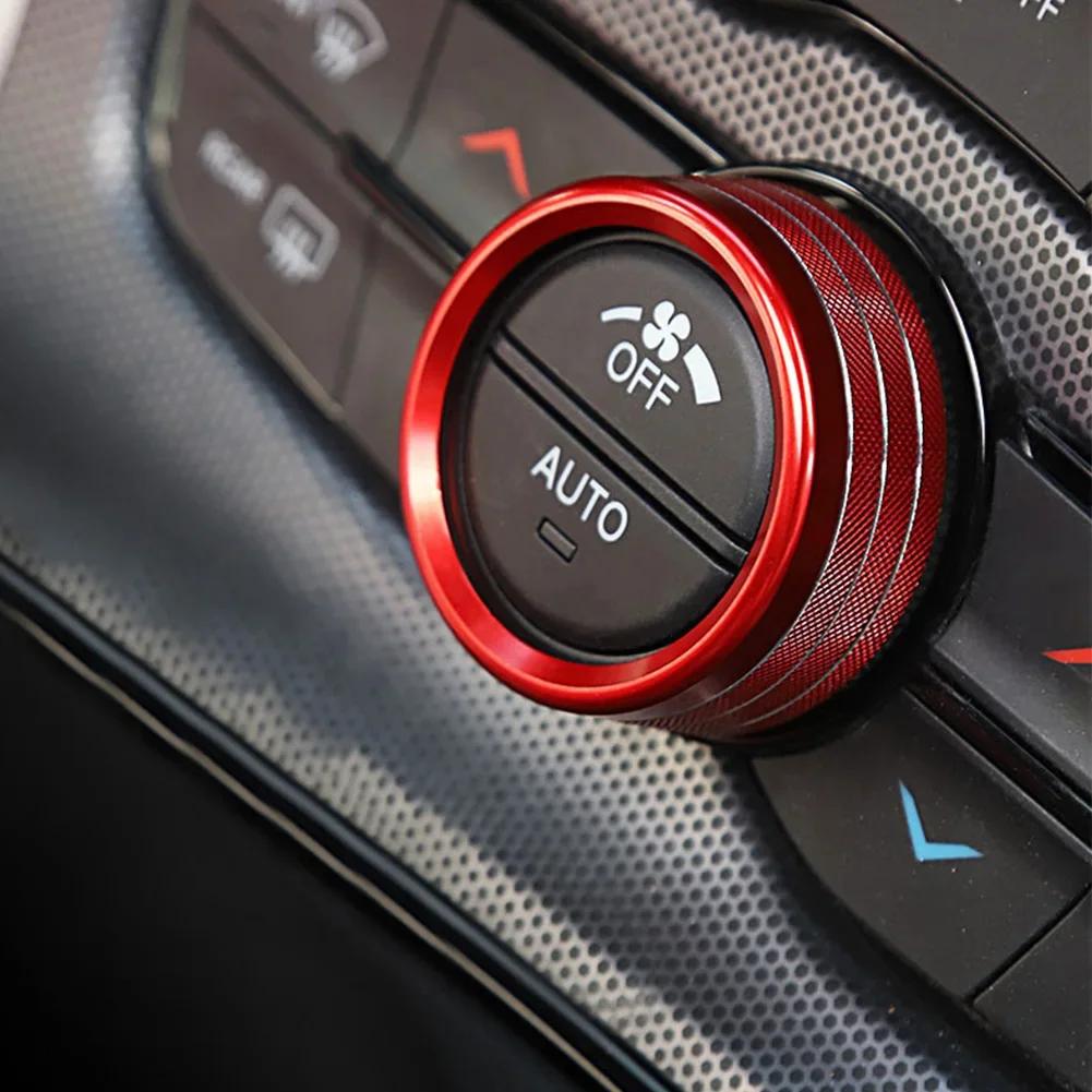Car Air Conditioning Volume Radio Button Knob Cover Aluminum Decorative Ring for Dodge Challenger Charger Accessories 2015-2020
