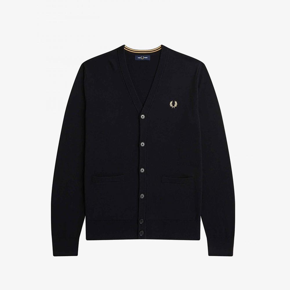 Fred Perry [Baseline] Classic Merino Wool Cardigan - Black Afpm2419551-198