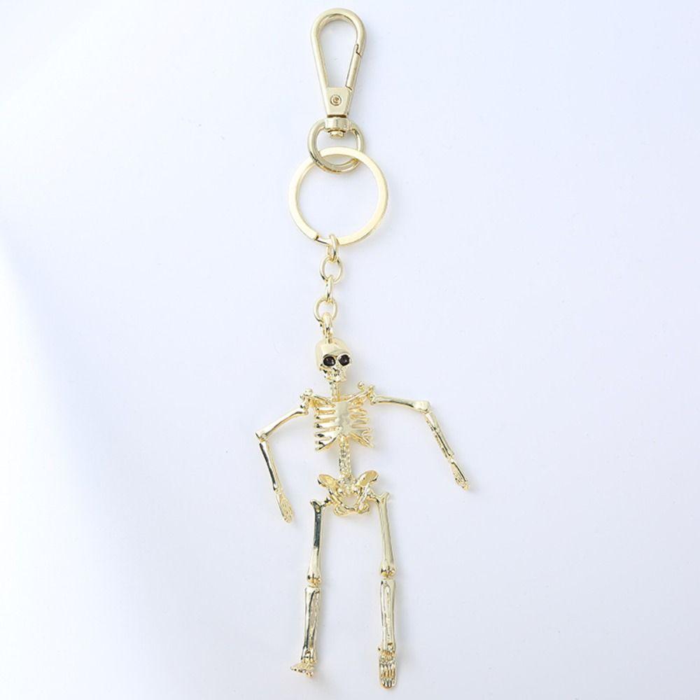Movable Human Skeleton Pendant Punk Style Gothic Keychain Novelty Skull Keychain Halloween