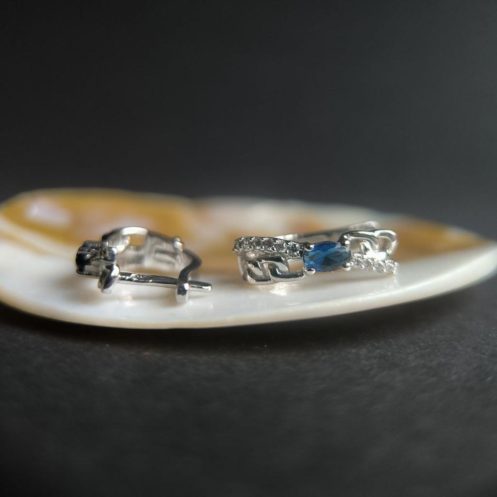 Srebrne kolczyki z szafirem nano 0,638 ct (2189022)