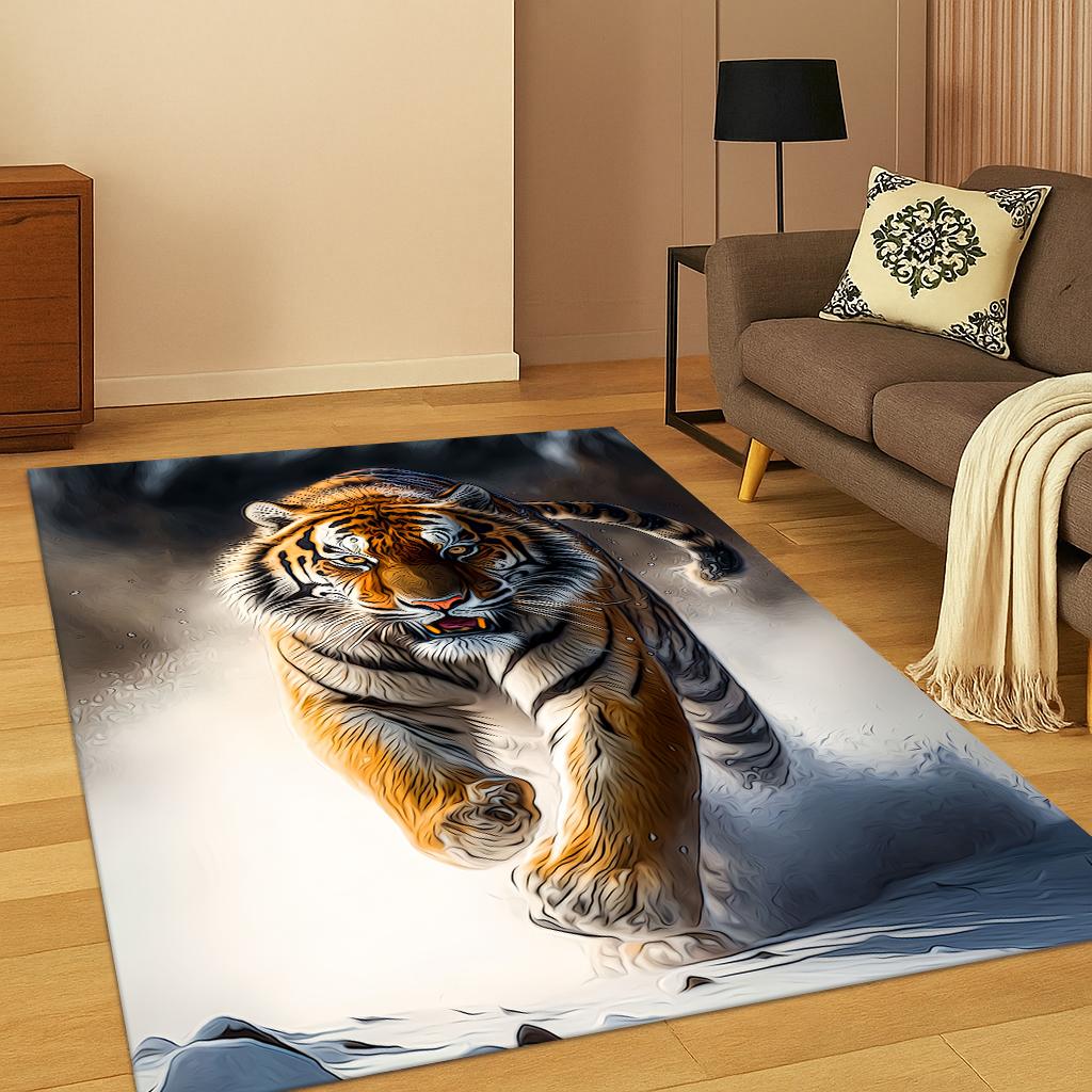 Tiger Animal cartoon Carpet Rug for Home Bedroom Living Room Playroom Sofa Kitchen Doormat Decor, Kid Play Non-slip Floor Mat