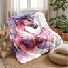 Abstract Horse Art Blanket Personalized Name Flannel Blanket Soft Cozy Plush Throw for Sofa Bed Lightweight Home Decor