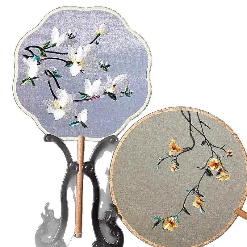 Kinder Hanfu Rundfächer im antiken Stil - Suzhou-Stickerei für Sommertanz und Cheongsam