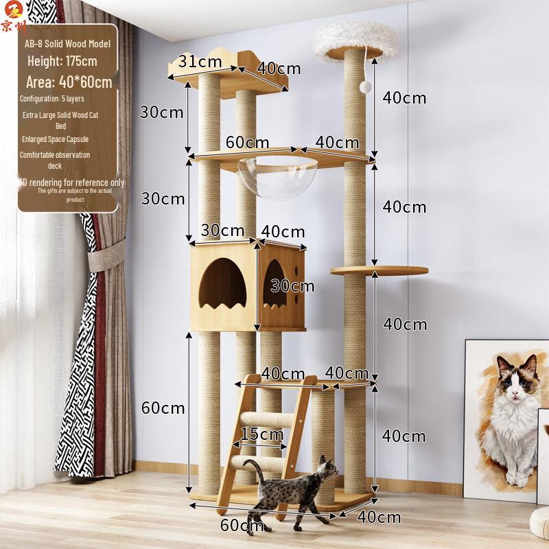 Jingzhou Cat Tree Condo with Scratch Board & Space Capsule