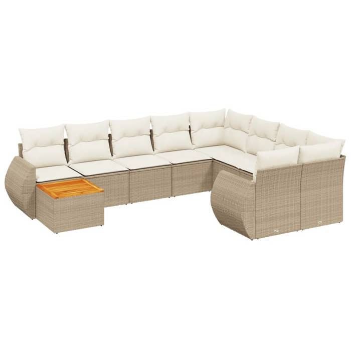 VidaXL Garden Lounge Set with Cushions 10 Pcs, Patio Sofas, Patio Furniture Set, Outdoor Furniture, Beige 3225169