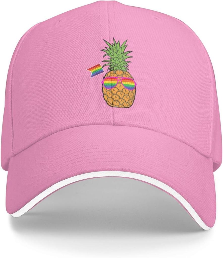 Pineapple LGBT Pride Rainbow Flag Baseball Cap Polyester Adjustable Casual Unisex Adult Hat