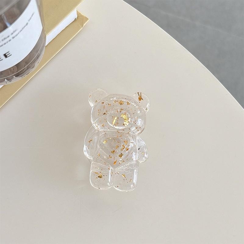 Ins Transparent Bear Mobile Airbag Bracket Korean Gold Foil Back Adhesive Creative Desktop Stable Cross Border Wholesale