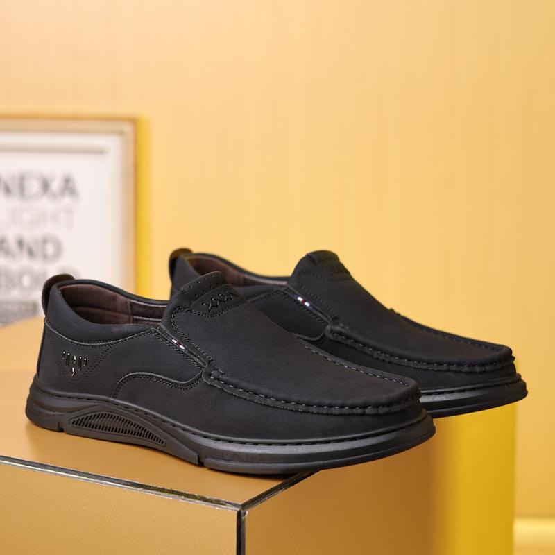 

Autumn and Winter New Men s Leather Shoes, Spring Autumn Casual Men s Shoes Soft Sol Anti Slip Comfortable Men s Driving Shoes 45 чорний