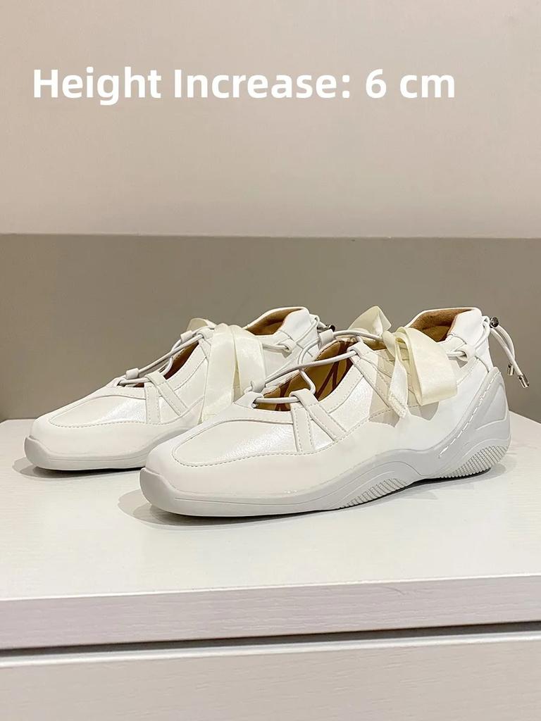 Ballet Sle Real Leather  Women's Increased Height Casual Function German Training oes with Ribbon Butterfl