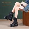 Women's Genuine Leather Platform Martin Boots - 2025 Autumn/Winter Style with Round Toe and Thick Sole