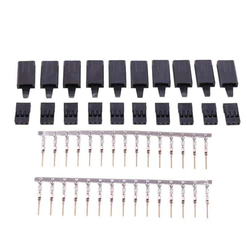 10 Pair Servo Plug Female/Male Extension Connector Receiver Plug Signal Transmission Lock and Pin Set For Futaba JR