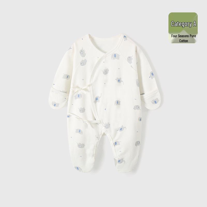 Baby Romper Pure Cotton A-Grade Crawling Suit with Hand & Foot Covers - Anti-Scratch Pajamas for Boys & Girls
