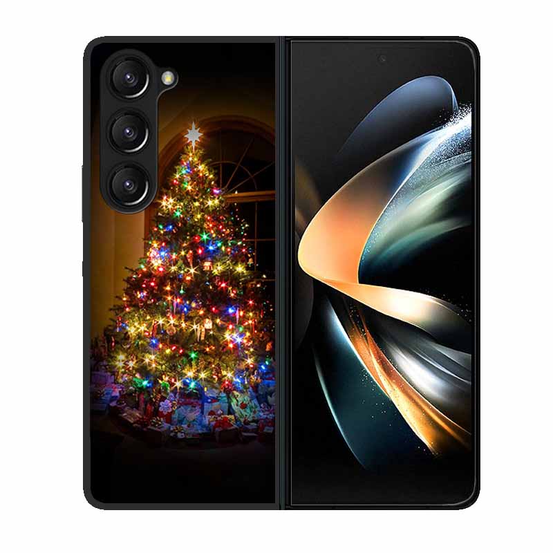Christmas Case For Samsung Galaxy Z Fold 6 5 4 3 Cover Fold5 Fold4 Lovely Black Hard Plastic PC Cover For Galaxy Z Fold5 5G Case