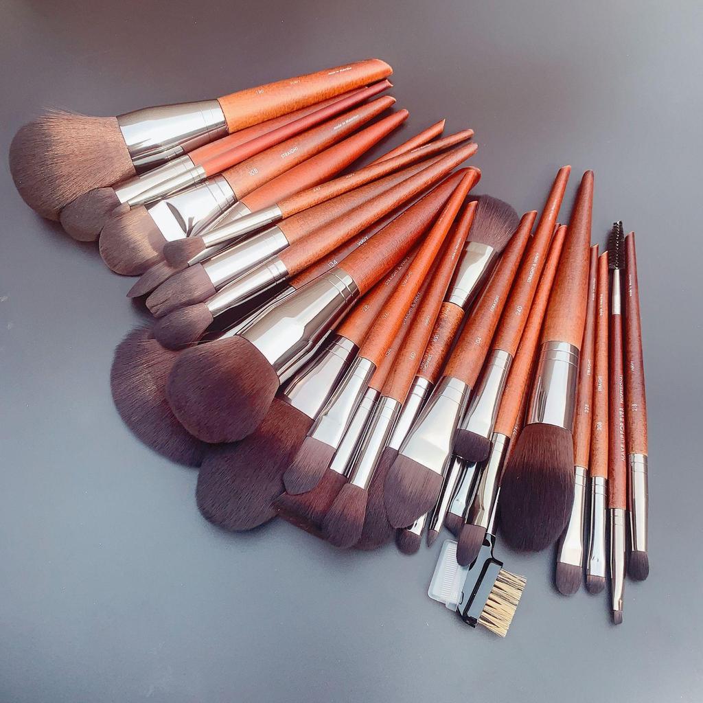 M Series Makeup Brush Set: Powder, Blush, Eyeshadow, Nose, Eyebrow, Blending, Contouring Brush.