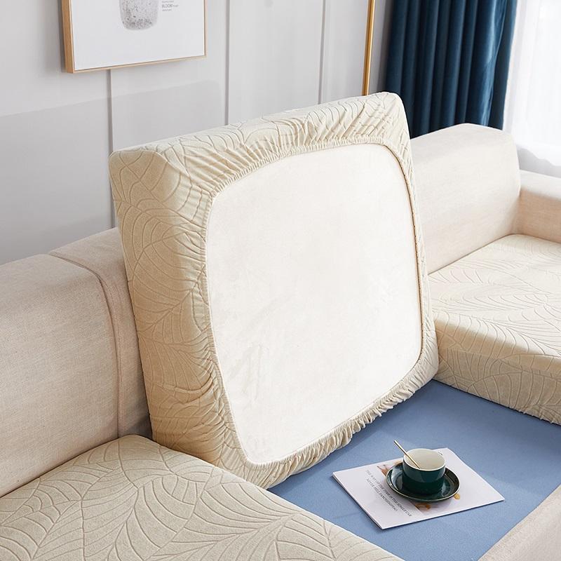Jacquard Water Resistant Seat Cushion Cover Elastic Grey Sofa Cover for Living Room Furniture Protector for Pets Kids Removable