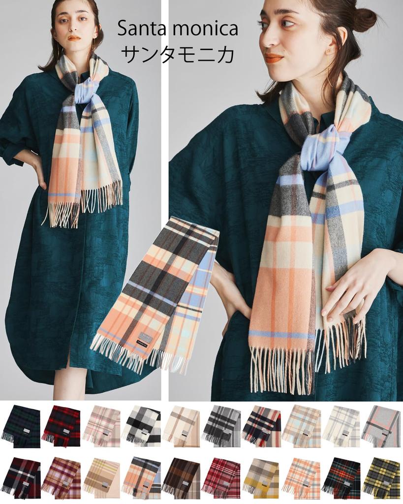 Buyer Pure Cashmere Check 19 Patterns Thick Cashmere Check Large Size 100% Scarf, Available, Men's & Women's, Pattern, (Santa Monica) CH30-CH17a