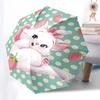 Marie Strawberry Themed Automatic Opening and Closing Umbrella, Brightly Colored 8-rib Portable Umbrella, Suitable for Men and Women, A Perf