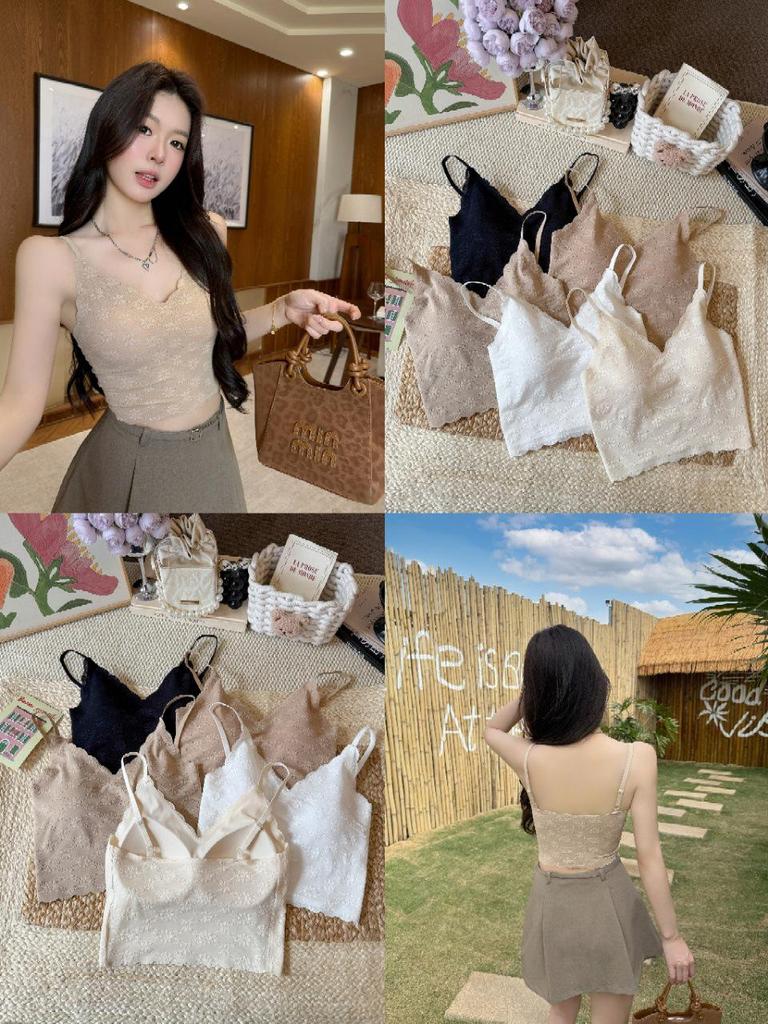 Seamless Lace Camisole with Fixed Cup and Beautiful Back Design