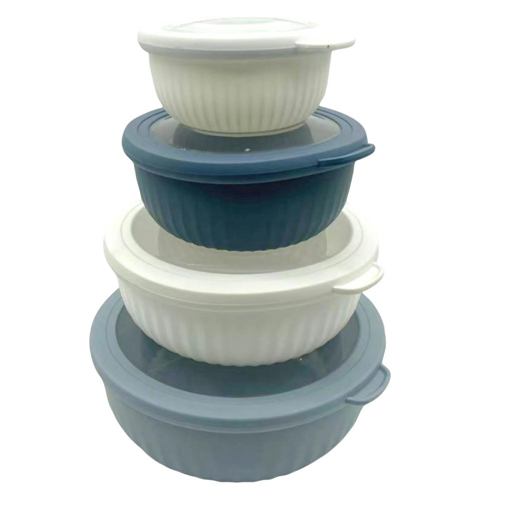8 Piece Nesting Plastic Food Storage Bowls Set with Silicone Sealed Lids Airtight Refrigerator Containers for Meal Prep and Leftovers