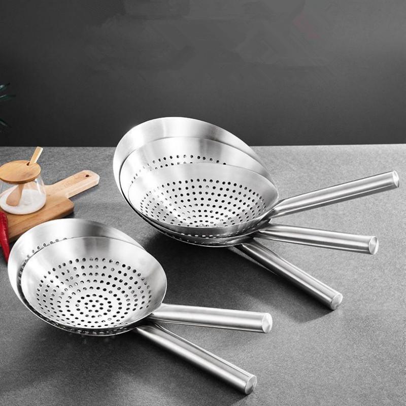 Cooking Made Easy with Stainless Steel Skimmer Spoon Mesh Design for Noodle Dumpling Straining Long Handle