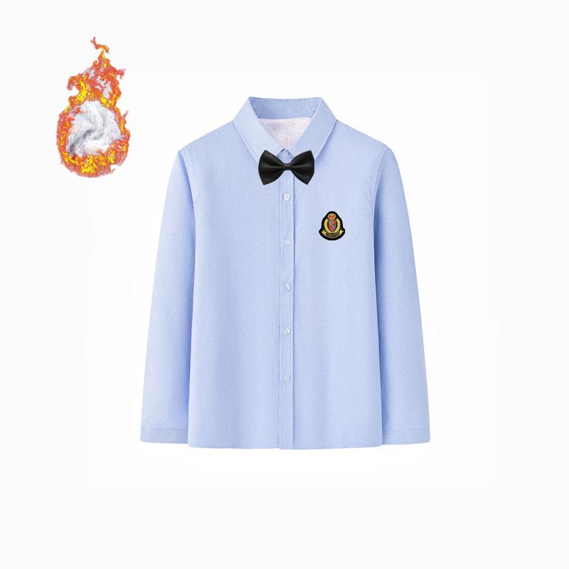 Kids' Fleece-Lined White Shirts and Thick Autumn/Winter Outfits