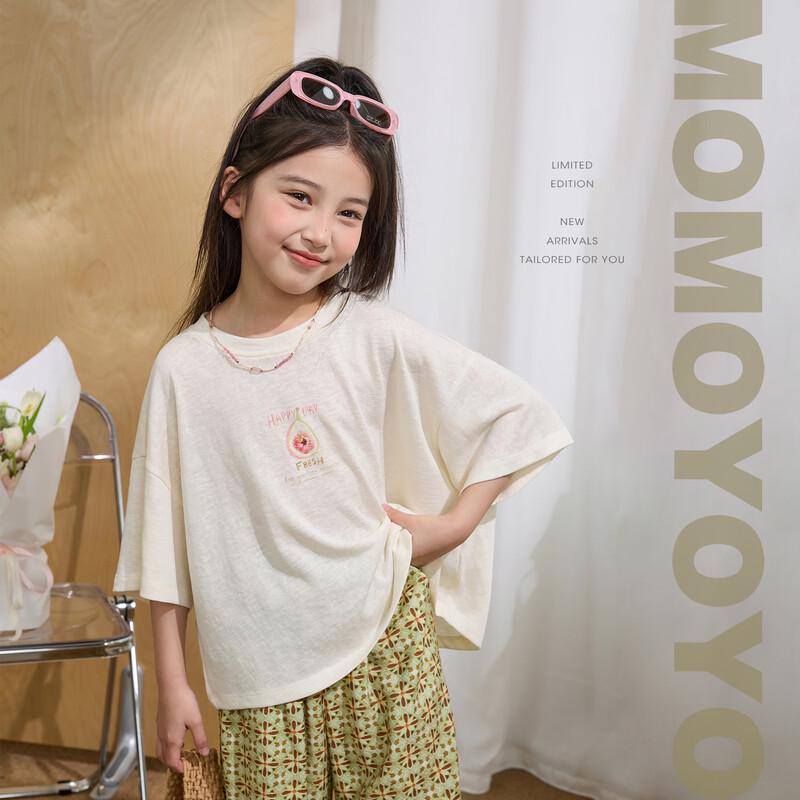 Xiaguo Girls  Cartoon Print Short Sleeve T-shirt 160