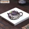 190ml Yixing Purple Clay Teapots Handmade Plum blossom Pot Raw Ore Black Mud Tea Soaking Kettle with Filter Zisha Tea Set craft