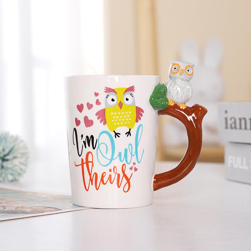 Cute Animal Handle Ceramic Mug,Stylish Restaurant Coffee Mugs, Office Breakfast Milk Mug, Fun Tea Cup, Christmas Gift Water Cups
