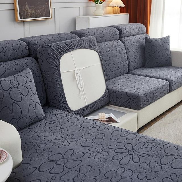 Jacquard Sofa Cover For Living Room Cationic Carving Sofa Covers Elastic Corner Sofa Seat Cushion Cover Furniture Protector