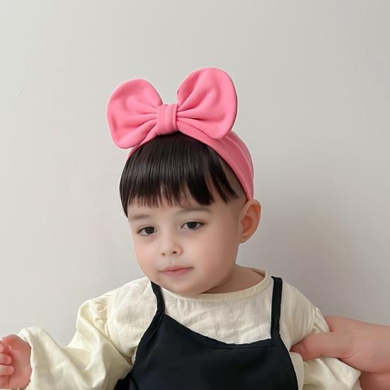 Baby Wig Headband with Bow Design Realistic Simulated Hair Material Secure Elastic Strap Baby Costume Hairband