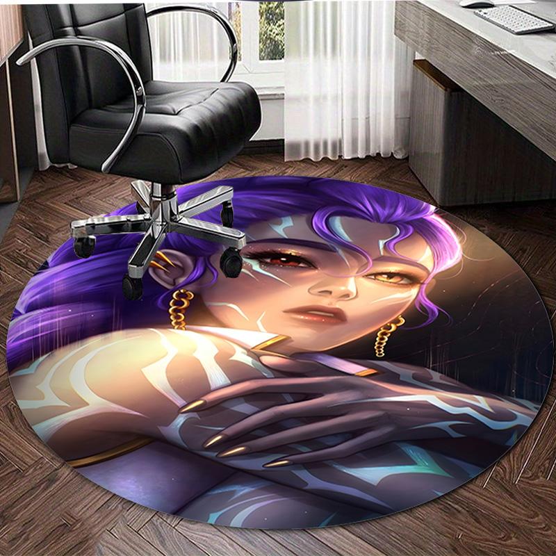 1pc KPop Demon Hunters RUMI5 Design Printed Area Round Carpet for Bedroom Living Room Home Decor Rugs Mat Non Slip Mat Rug for Bedside