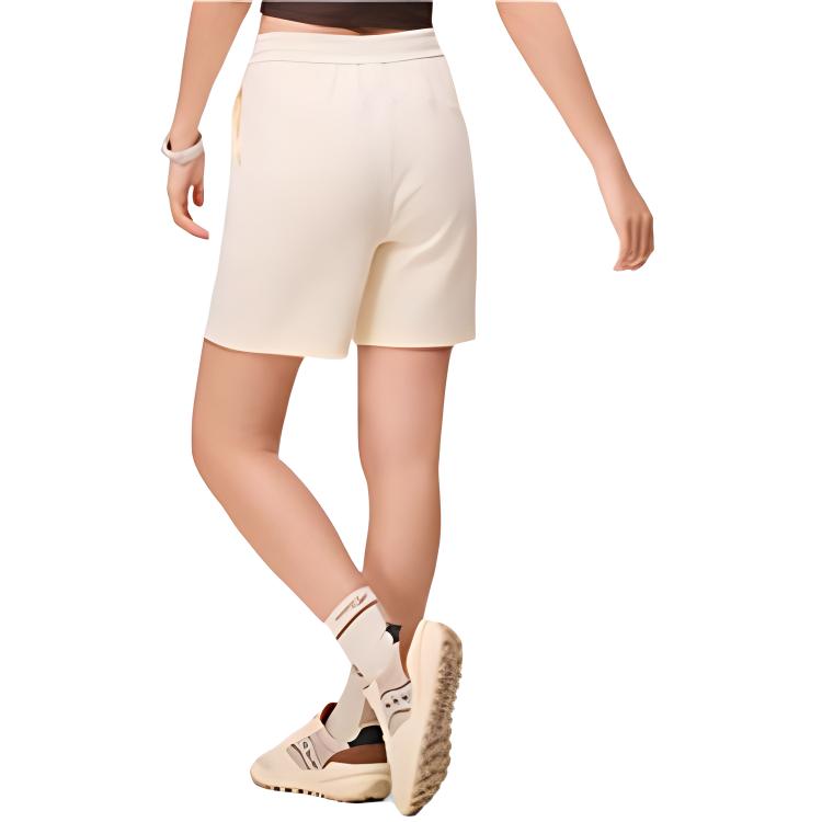 Saucony Minimalist Solid Color Comfortable Knitted Five-Point Sports Shorts Women shorts Natural-White SC1249135A-WT16