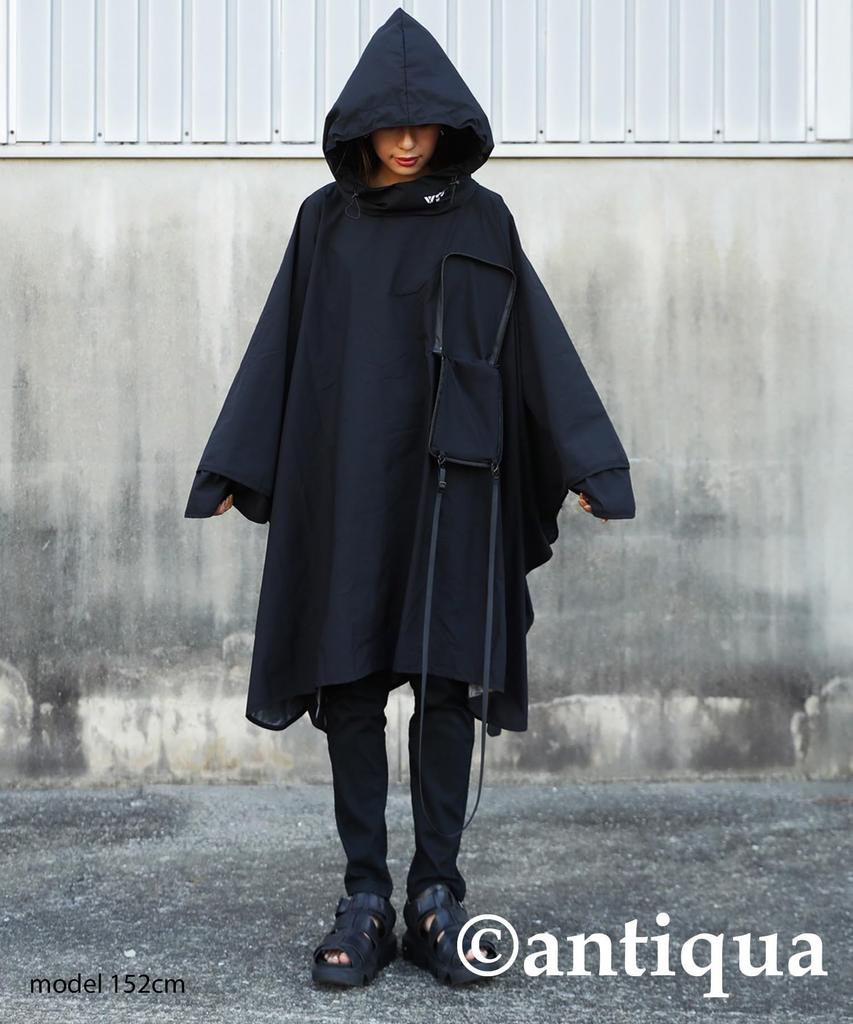 Antiqua Adjustable Sleeve Pocketable Poncho Free Size 05 Black Women's WTC-0002
