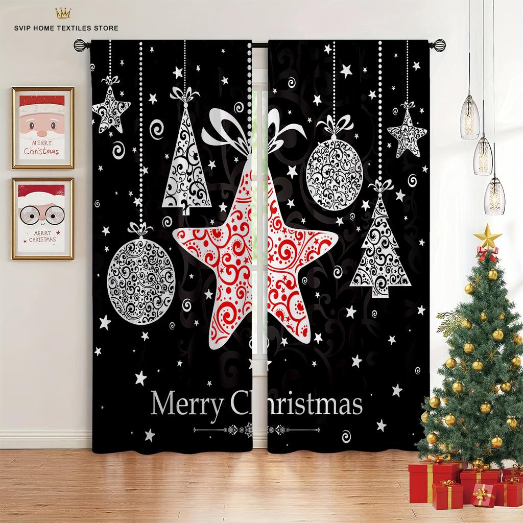 2pcs Cute Pink Snowman 3d Printed Curtains Bedroom Dining Room Christmas Party Decoration Curtains Easy To Wash And Care