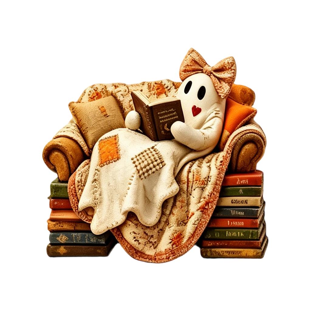 Halloween Wooden Book Reading Decor, 2D Standee Shelf Decor for Home